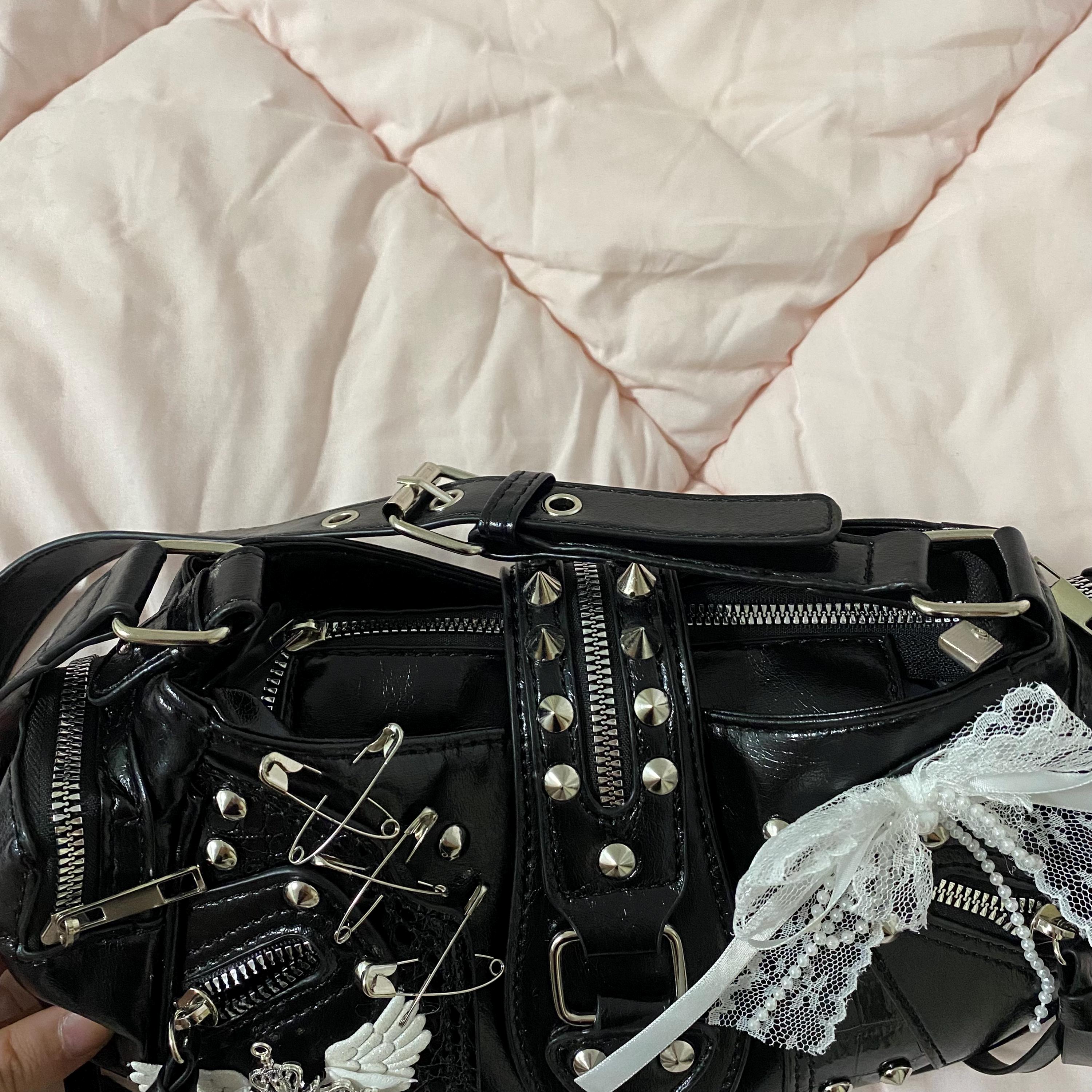 Y2K Handmade Remake Shoulder Bag Punk Style Handbag Gothic Bag Y2k