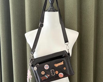 Super cute handmade remake leather shoulder bag button tote bag handbag y2k bag crossbody bag party bag for women men travel