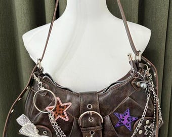 Y2K Handmade Remake Shoulder Bag Punk Style Handbag Gothic Bag Y2k