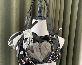 Handmade Remake Ita Bag Y2K Ita Shoulder Bag Punk Ita Bag Lace Shoulder Bag Crossbody Bag window bags pin display bags for women girl
