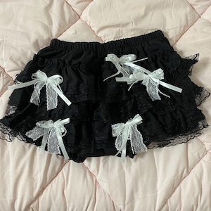 Super cute black handmade remake skirt lace skirt lolita skirt cake skirt bow skirt punk skirt y2k skirts mini skirt for women girl party
