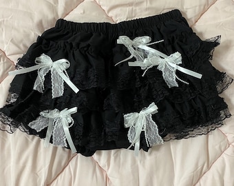 Super cute black handmade remake skirt lace skirt lolita skirt cake skirt bow skirt punk skirt y2k skirts mini skirt for women girl party