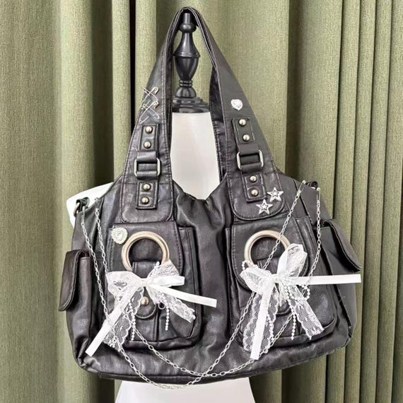 Y2k Handmade Bag Remake Crossbody Bag Hand Bag PU Leater Tote Bag Retro High Quality Purse Handmade Bag for Women/Girl/Gift/Vacation/Party