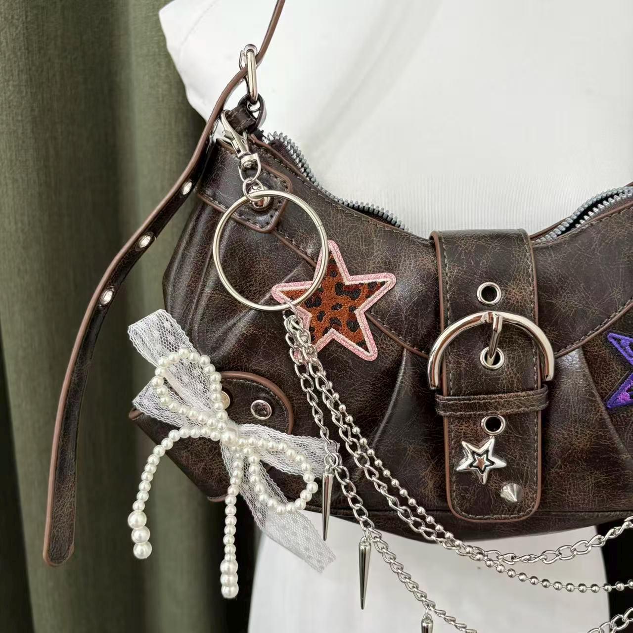 Y2K Handmade Remake Shoulder Bag Punk Style Handbag Gothic Bag Y2k