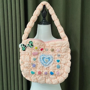 Y2K Remake Handmade Tote Bag Cute Button Handbag Punk Crossbody Bag Big Capacity Bag for women girl party travel bag