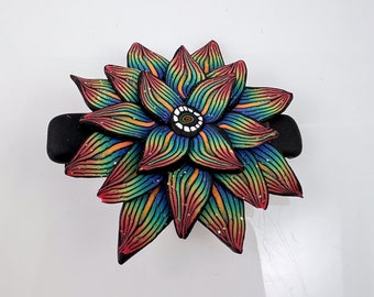Beautiful Multi Hued Handmade Polymer Clay Flower Hair Barrettes