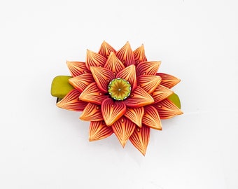 Beautiful Multi Hued Handmade Polymer Clay Flower Hair Barrettes