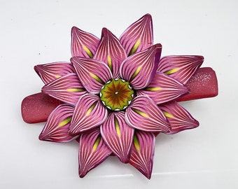 Beautiful Pink Hued Handmade Polymer Clay Flower Hair Barrettes
