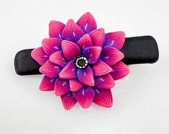 Beautiful Pink/Purple Hued Handmade Polymer Clay Flower Hair Barrettes