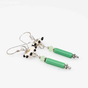 Handmade Sterling Silver Dangle Glass Bead Earrings