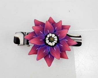 Beautiful Multi Hued Handmade Polymer Clay Flower Hair Barrettes