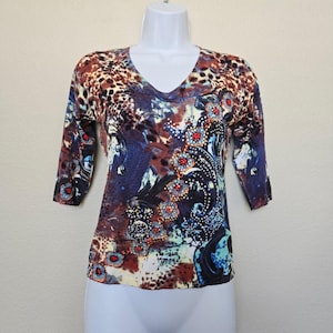 Vintage Y2K rhinestone top, y2k abstract top, vintage embellished top