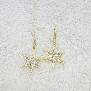 Gold Rhinestone Stardust Dangle Earrings
