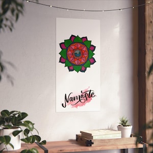 Vertical Namaste Art Matte Poster, Office Decor, Studio Wall Art, Zen Meditation Gift, Yoga Room Decor