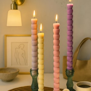 Handmade Beeswax Bamboo Taper Candles: Dripless Dinner Candles