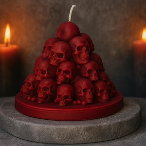 Vela de calavera de Halloween, vela de montaña de calavera espeluznante, decoración de Halloween espeluznante, vela de casa embrujada, regalo gótico de Halloween, decoración oscura para el hogar