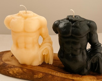 Kleine männliche Torso Kerze: Griechische Skulptur inspiriertes Wohndekor