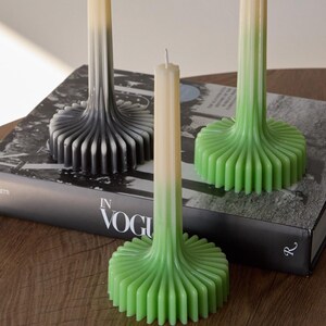 Ombre Ribbed Soy Wax Candle: Tall Table Centerpiece