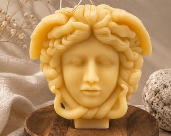 Large Medusa Head Candle | Gothic Mythology Sculpture, Dark Academia Decor