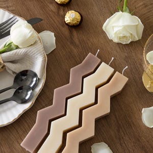 Zig Zag Taper Candle: Scented Soy Wax, Decorative Table Decor