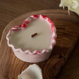 Heart Shaped Candle - Romantic Home Decor, Valentine&#39;s Scented Candle, Romantic Candle, Wood Wick Candle, Gift for her, Love gift