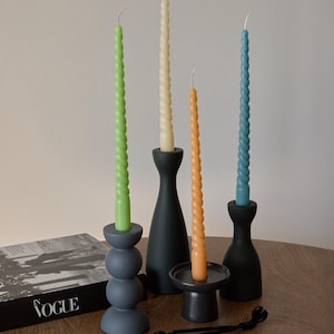 Vela cónica retorcida con diseño en espiral: decoración artística moderna, velas para la cena, obsequio para anfitrionas, decoración navideña, vela cónica alta elegante