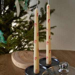 Hand-Painted Christmas Taper Candles (Set of 2) - Holiday Decor