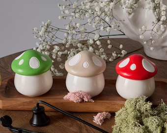 Hand-Painted Mushroom Candle: Handmade Organic Soy Wax with Wooden Wick