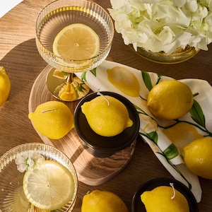 Decorative Lemon Pillar Candle - Unique Citrus Home Accent,Realistic Lemon Candle, Kitchen Decor,Dining Table Decor, Lemon Scent Candle