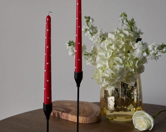 Hand-Painted Heart Taper Candles (Set of 2) - Valentine's Day Decor