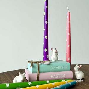Handmade Easter Taper Candle-Soy Wax Organic Candle,Dinner Taper Candles,Hand Painted Candles, Easter Candles,Table Centerpiece, Gift