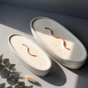 Handmade Concrete Bowl Candle | Wavy Wood Wick, Loft Decor