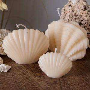 Ocean-Inspired Shell Pillar Candle - Coastal Home Decor, Sea Shell Candle, Ocean Candle, Ocean Lovers Gift, Summer Candle, Gift for her