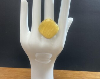 Handmade Upcycled Vintage Button Ring, Adjustable Silver Tone