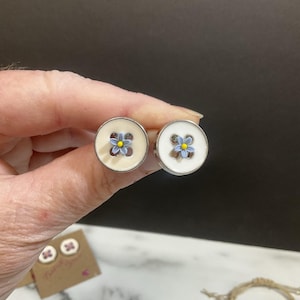 handmade upcycled button stud earrings, upcycled button stud earrings, button stud earrings, button earrings, gift, women, eco fashion,