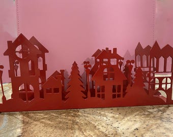 CHRISTMAS Little Town Candle Holder | Ceramic Village Tealight House Decor | Cozy Winter Night Light