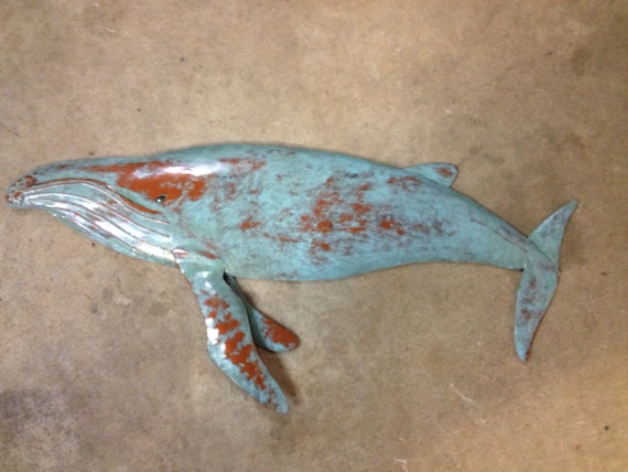 Humpback Whale 30in Metal Wall Sculpture SHIPPING FREE in the US