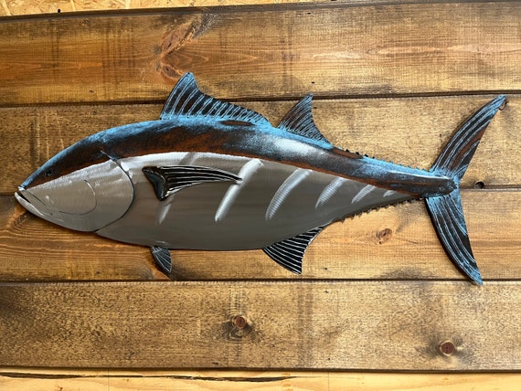 Blue Fin Tuna 35in Handmade Metal Fish Sculpture FREE SHIPPING in the US