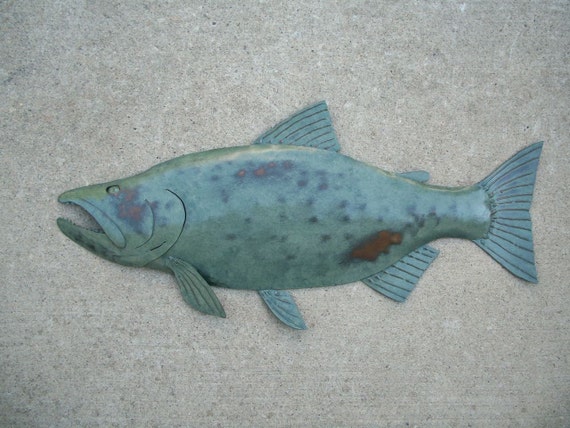 Salmon 24in Metal Wall Art Fish Sculpture FREE SHIPPING in the US