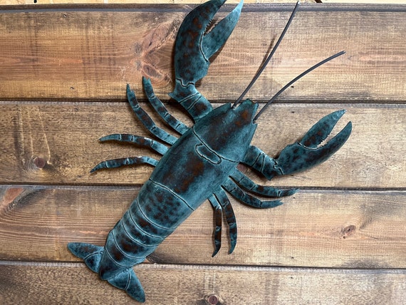Lobster 26in Metal Wall Sculpture Tropical Coastal Art