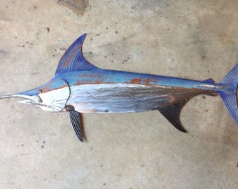 Sword Fish 48in  Metal Wall Art Fish sculpture Handmade Beach Coastal Tropical Ocean