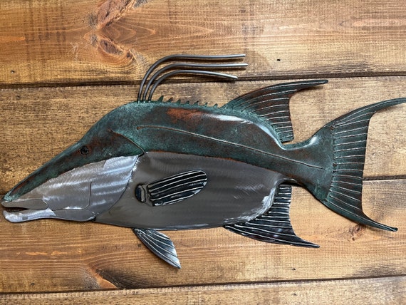 Hogfish 25in Metal Wall sculpture long Tropical Beach Coastal Art Fish