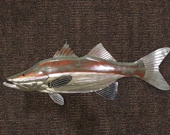 Snook 30in Metal Fish Handmade Wall sculpture  Tropical Beach Art Coastal