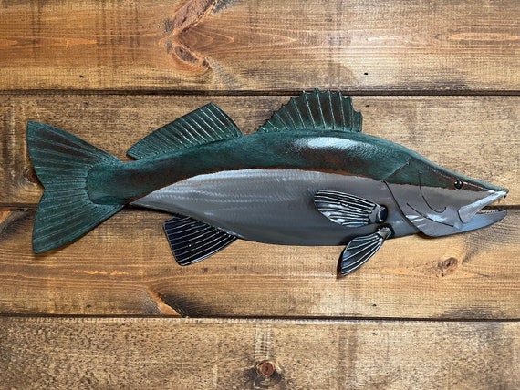 Walleye 26in metal fish Handmade Art wall sculpture Lake Cabin Cottage