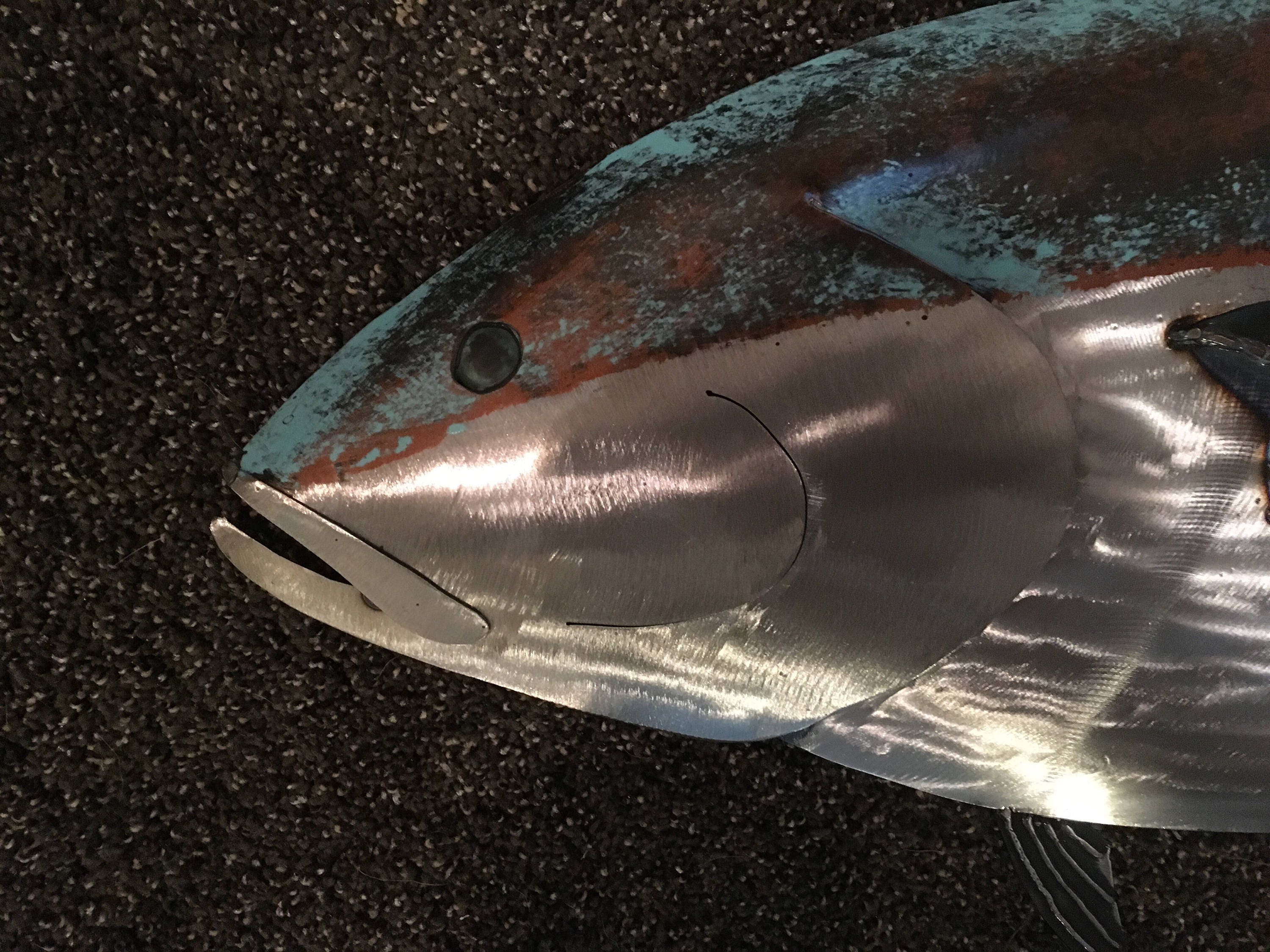 Blue Fin Tuna 35in Handmade Metal Fish Sculpture FREE SHIPPING in the US