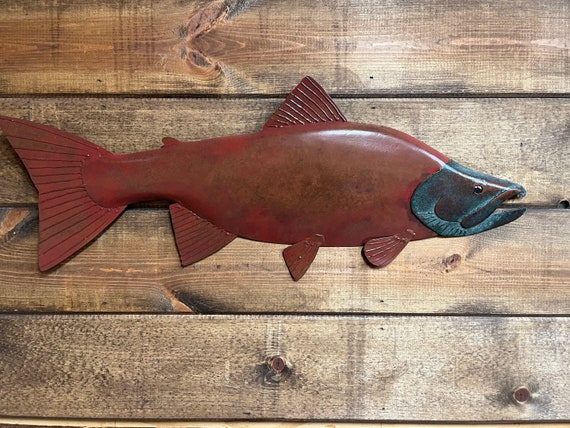 Sockeye Salmon 30in Metal Fish Wall Art SHIPPING FREE in the US