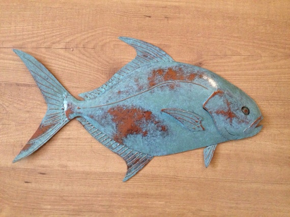 Pompano 24in Metal Wall Fish Sculpture  FREE SHIPPING in the US