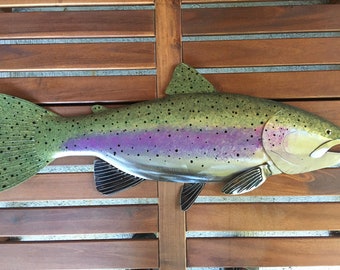 Rainbow Trout Metal Wall Fish Art Sculpture Lodge Cottage Lake Cabin