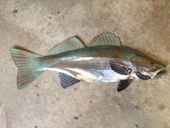Walleye 26in metal fish Handmade Art wall sculpture Lake Cabin Cottage