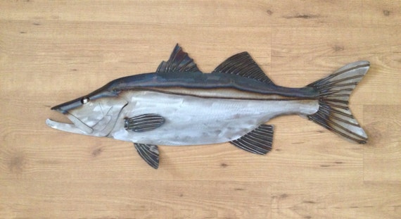Snook Metal Fish Wall sculpture 30in Tropical Beach Coastal Art